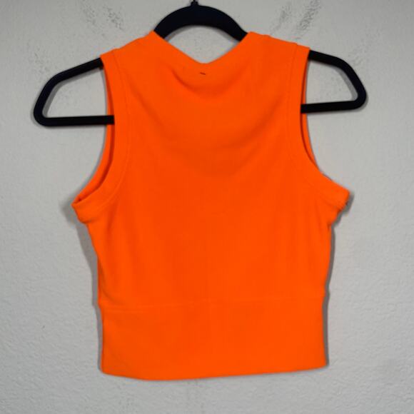 Move Theology Small Ribbed Contour Tank Shorts Workout Set Orange 2 Piece - Picture 9 of 14